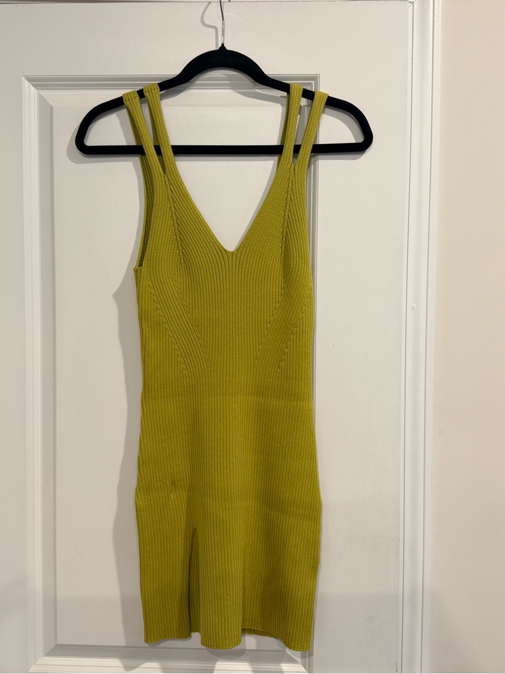 Camila Coelho Sleeveless Ribbed Mini Dress in Chartreuse
